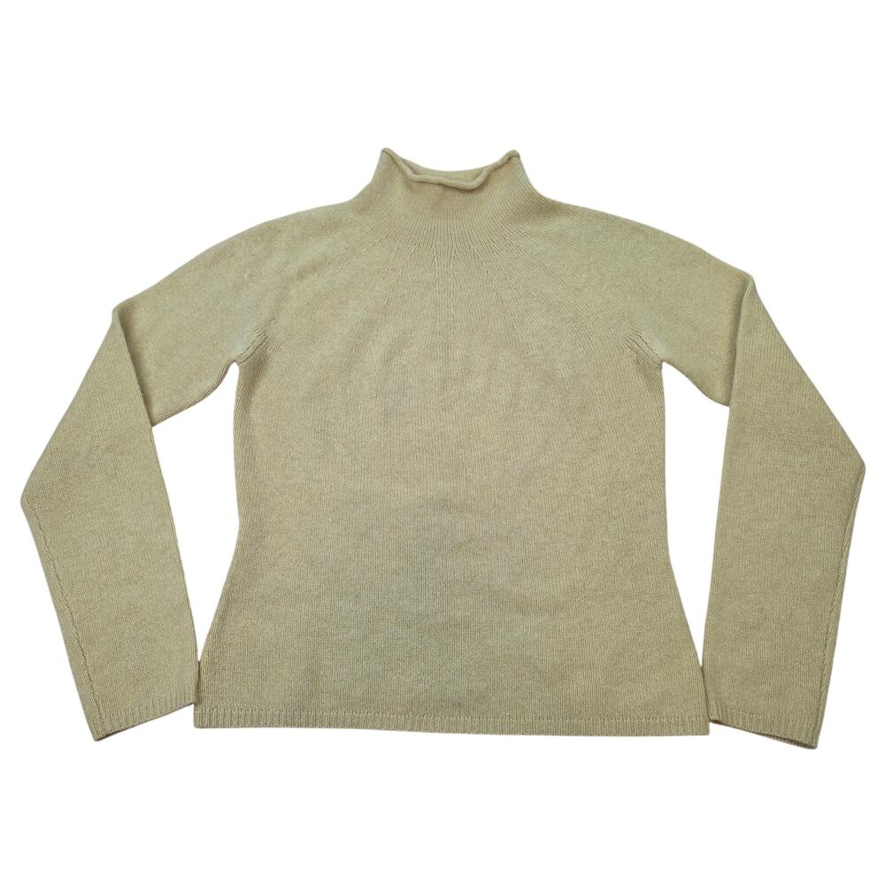 Thalian 100% Cashmere Mock Neck Sweater Vintage Pastel Yellow Green Pullover S